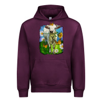 Mauve Wine charolais heifer with sunflower and daisies Urban Hoodie - LillyAllenDesigns
