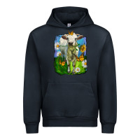 Navy charolais heifer with sunflower and daisies Urban Hoodie - LillyAllenDesigns