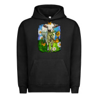 Pigment Black charolais heifer with sunflower and daisies Urban Hoodie - LillyAllenDesigns