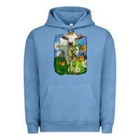 Pigment Pebble Blue charolais heifer with sunflower and daisies Urban Hoodie - LillyAllenDesigns