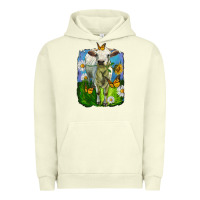 Pigment Pistachio charolais heifer with sunflower and daisies Urban Hoodie - LillyAllenDesigns