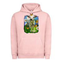 Pigment Salmon charolais heifer with sunflower and daisies Urban Hoodie - LillyAllenDesigns
