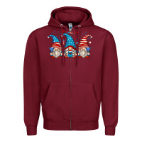 Burgundy fourth of july gnomes Zipper Hoodie - Zillion Design Studio