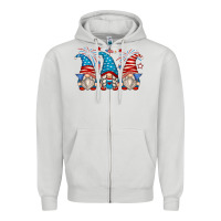 Dove Grey fourth of july gnomes Zipper Hoodie - Zillion Design Studio