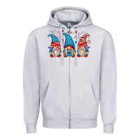 Heather Grey fourth of july gnomes Zipper Hoodie - Zillion Design Studio