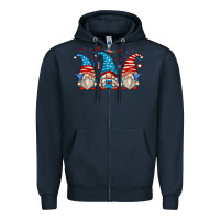 Navy fourth of july gnomes Zipper Hoodie - Zillion Design Studio