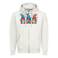 Oatmeal Heather fourth of july gnomes Zipper Hoodie - Zillion Design Studio
