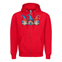 Red fourth of july gnomes Zipper Hoodie - Zillion Design Studio