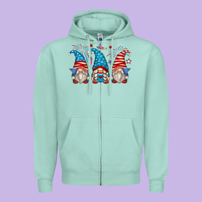 Fourth Of July Gnomes Zipper Hoodie Designed By Zillion Design Studio