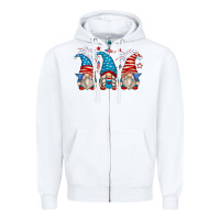 White fourth of july gnomes Zipper Hoodie - Zillion Design Studio