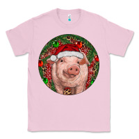 Bubblegum Pink Pig Christmas Classic Tee - RanaPortraitStore