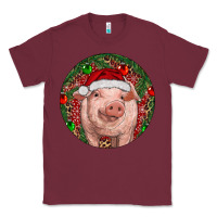 Burgundy Pig Christmas Classic Tee - RanaPortraitStore