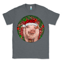 Charcoal Heather Pig Christmas Classic Tee - RanaPortraitStore