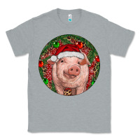 Heather Grey Pig Christmas Classic Tee - RanaPortraitStore