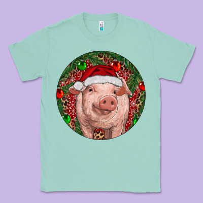 Pig Christmas Classic Tee Designed By Ranaportraitstore