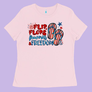 Flip Flops Fireworks & Freedom Ladies Tee Designed By Barkaloodesign