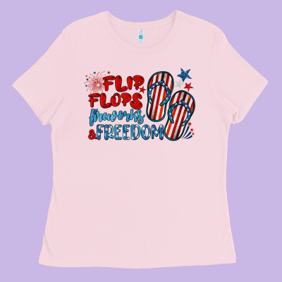 Flip Flops Fireworks & Freedom Ladies Tee Designed By Barkaloodesign