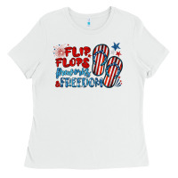 White flip flops fireworks & freedom Ladies Tee - BarkalooDesign