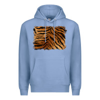 Colony Blue handdrawn tiger pattern background Premium Hoodie - BarkalooDesign