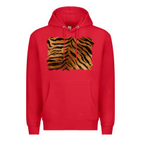 Red handdrawn tiger pattern background Premium Hoodie - BarkalooDesign