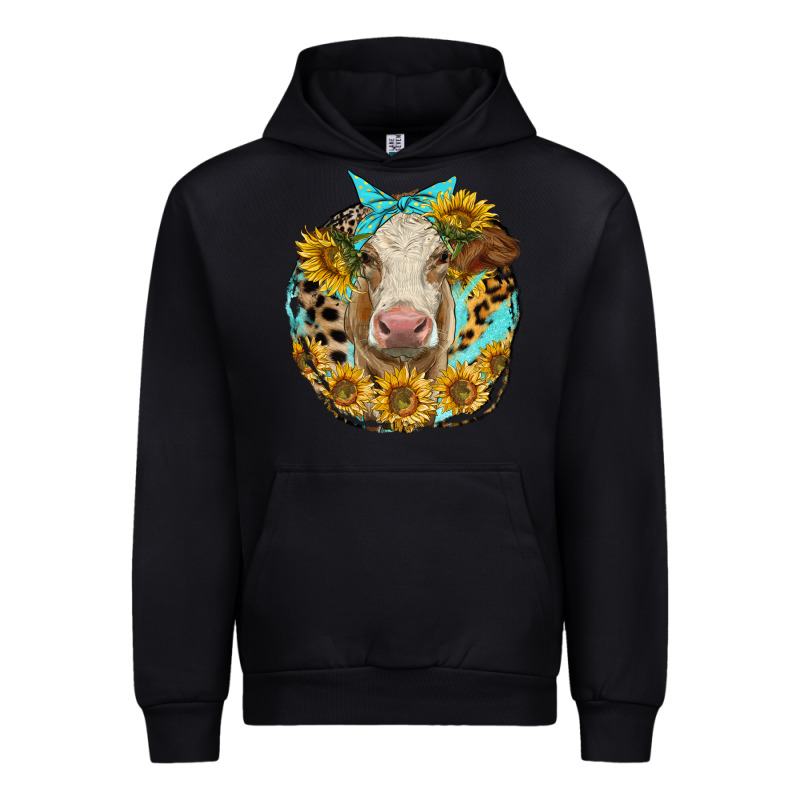 Simmental Heifer With Sunflowers And Leopard Urban Hoodie by LillyAllenDesigns | Teevron
