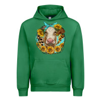 Emerald simmental heifer with sunflowers and leopard Urban Hoodie - LillyAllenDesigns