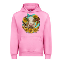 Fuchsia Pink simmental heifer with sunflowers and leopard Urban Hoodie - LillyAllenDesigns