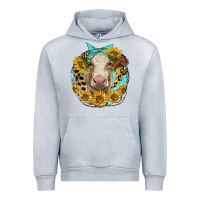 Heather Grey simmental heifer with sunflowers and leopard Urban Hoodie - LillyAllenDesigns
