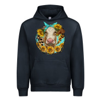 Navy simmental heifer with sunflowers and leopard Urban Hoodie - LillyAllenDesigns
