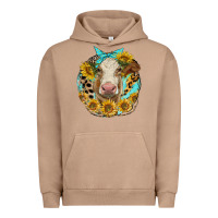 Pigment Burro simmental heifer with sunflowers and leopard Urban Hoodie - LillyAllenDesigns