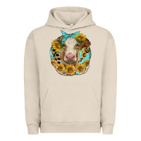 Pigment French Oak simmental heifer with sunflowers and leopard Urban Hoodie - LillyAllenDesigns
