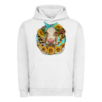 Pigment Lunar Rock simmental heifer with sunflowers and leopard Urban Hoodie - LillyAllenDesigns