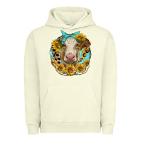 Pigment Pistachio simmental heifer with sunflowers and leopard Urban Hoodie - LillyAllenDesigns