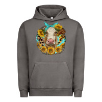 Pigment Tornado simmental heifer with sunflowers and leopard Urban Hoodie - LillyAllenDesigns