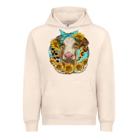 Sandshell simmental heifer with sunflowers and leopard Urban Hoodie - LillyAllenDesigns