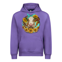 Tulip simmental heifer with sunflowers and leopard Urban Hoodie - LillyAllenDesigns