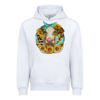 White simmental heifer with sunflowers and leopard Urban Hoodie - LillyAllenDesigns
