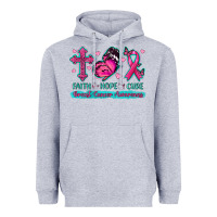 Heather Grey Faith Hope Cure Breast Cancer Awareness Heavyweight Hoodie - texasbilliewilder