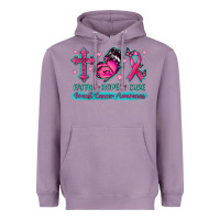 Lavender Faith Hope Cure Breast Cancer Awareness Heavyweight Hoodie - texasbilliewilder