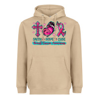 Mushroom Faith Hope Cure Breast Cancer Awareness Heavyweight Hoodie - texasbilliewilder