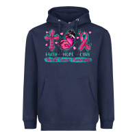Navy Faith Hope Cure Breast Cancer Awareness Heavyweight Hoodie - texasbilliewilder