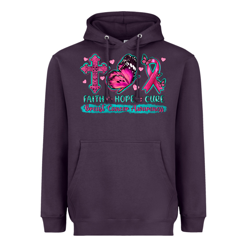 Faith Hope Cure Breast Cancer Awareness Heavyweight Hoodie by texasbilliewilder | Teevron