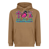 Toasted Coconut Faith Hope Cure Breast Cancer Awareness Heavyweight Hoodie - texasbilliewilder
