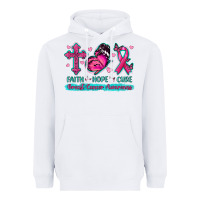 White Faith Hope Cure Breast Cancer Awareness Heavyweight Hoodie - texasbilliewilder
