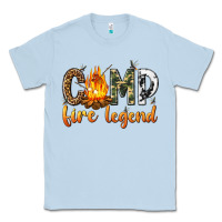 Dusty Blue camp fire legend with fire Classic Tee - texasbilliewilder