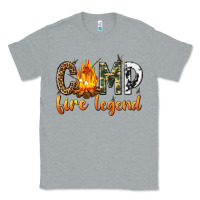 Heather Grey camp fire legend with fire Classic Tee - texasbilliewilder