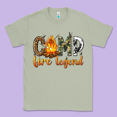 Classic Tee camp fire legend with fire