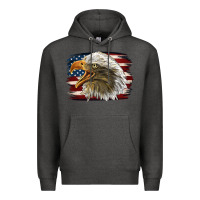 Charcoal Heather American Flag Eagle Premium Hoodie - LillyAllenDesigns
