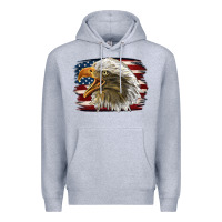 Heather Grey American Flag Eagle Premium Hoodie - LillyAllenDesigns