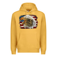Mustard American Flag Eagle Premium Hoodie - LillyAllenDesigns